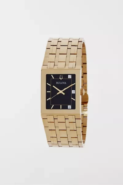 Bulova Quadra Quartz Diamond Black Dial Watch