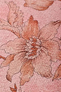 Checkered Border Floral Printed Rug