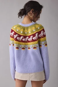 BDG Becca Goose Icon Fair Isle Brushed Knit Oversized Cardigan