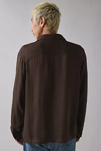 UO Herringbone Drapey Long Sleeve Shirt