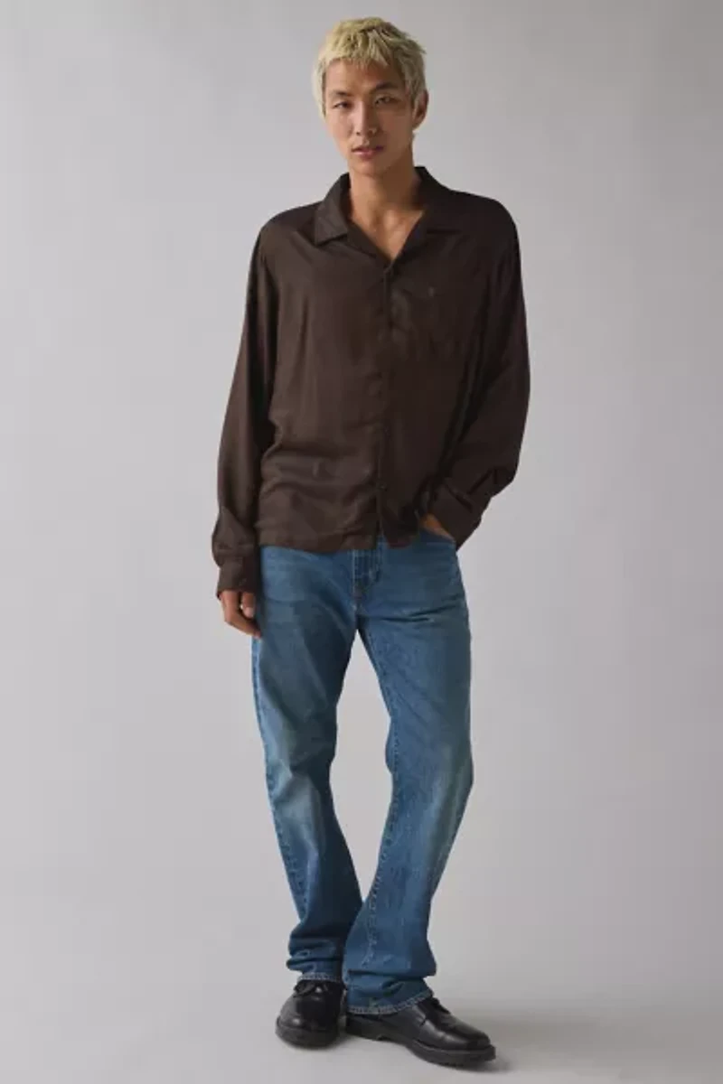 UO Herringbone Drapey Long Sleeve Shirt