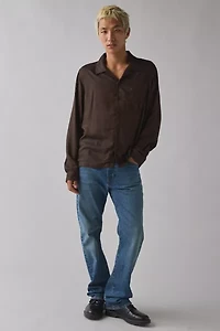 UO Herringbone Drapey Long Sleeve Shirt