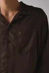 UO Herringbone Drapey Long Sleeve Shirt