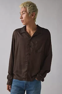 UO Herringbone Drapey Long Sleeve Shirt