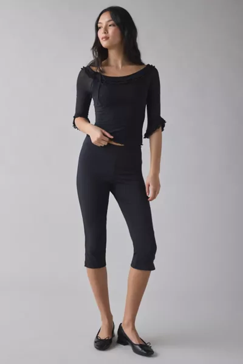 Kimchi Blue Rosalyn Polka Dot Mesh 3/4 Sleeve Boatneck Top