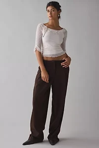 Kimchi Blue Rosalyn Polka Dot Mesh 3/4 Sleeve Boatneck Top