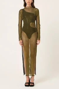 Amy Lynn Metallic Mesh Maxi Dress