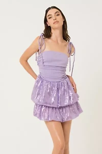 Amy Lynn Elleni Puffball Sequin Mini Dress