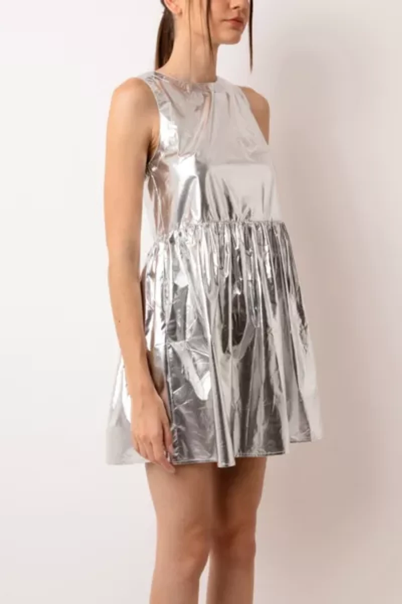 Amy Lynn London Baby Doll Metallic Mini Dress