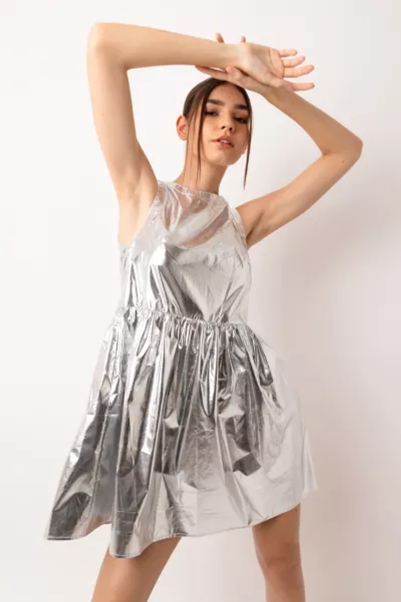 Amy Lynn London Baby Doll Metallic Mini Dress