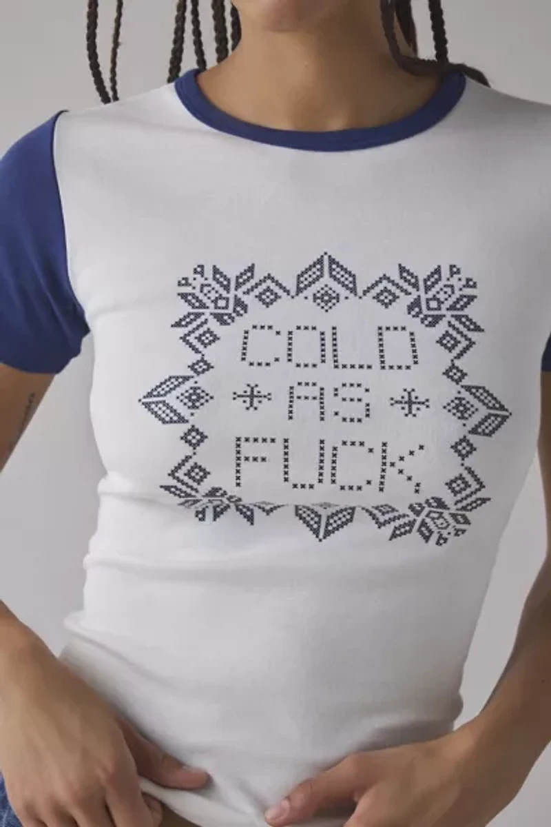 Cold AF Fairisle Graphic Raglan Baby Tee