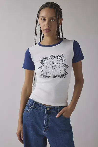 Cold AF Fairisle Graphic Raglan Baby Tee