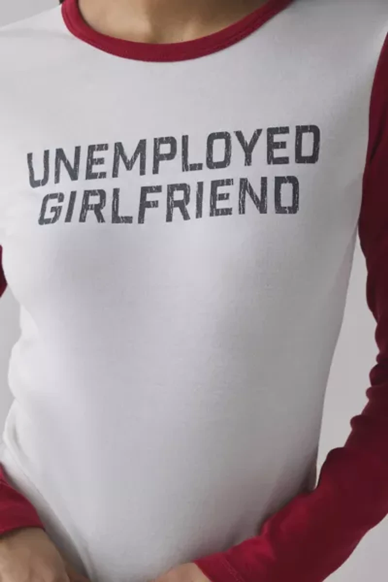 Unemployed Girlfriend Graphic Raglan Long Sleeve Baby Tee