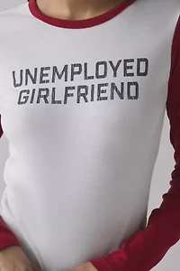 Unemployed Girlfriend Graphic Raglan Long Sleeve Baby Tee