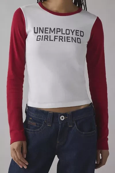 Unemployed Girlfriend Graphic Raglan Long Sleeve Baby Tee