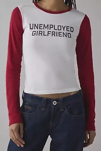 Unemployed Girlfriend Graphic Raglan Long Sleeve Baby Tee