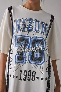 Arizona Champs Graphic Lace Trim Oversized T-Shirt Dress