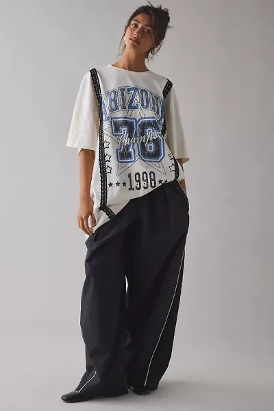 Arizona Champs Graphic Lace Trim Oversized T-Shirt Dress