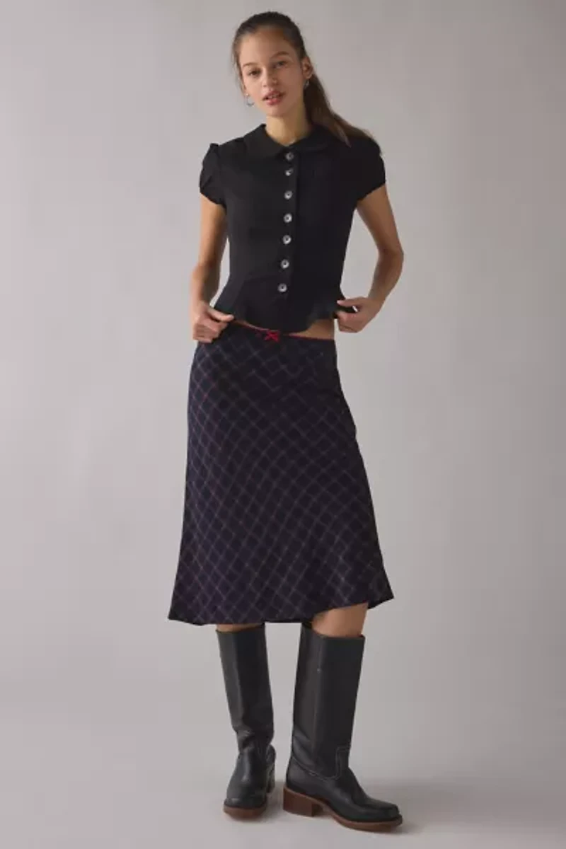 Kimchi Blue Lynn Puff Sleeve Button-Up Peplum Blouse