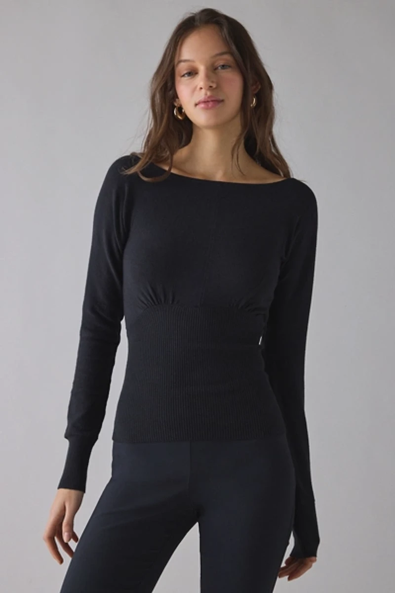 UO Sandy Boatneck Dolman Sleeve Cropped Sweater