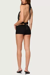 Edikted Shiny Knit Cowl Neck Backless Top