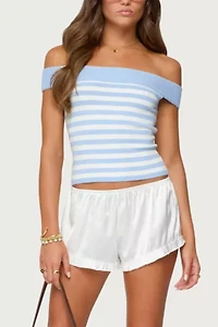 Edikted Deni Off Shoulder Striped Knit Top