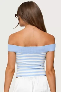 Edikted Deni Off Shoulder Striped Knit Top