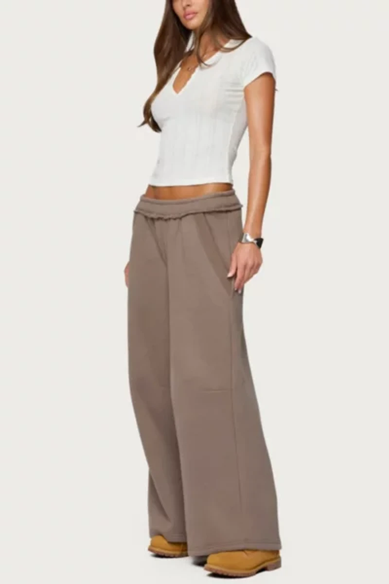 Edikted Semi Sheer Ribbed V Neck T Shirt