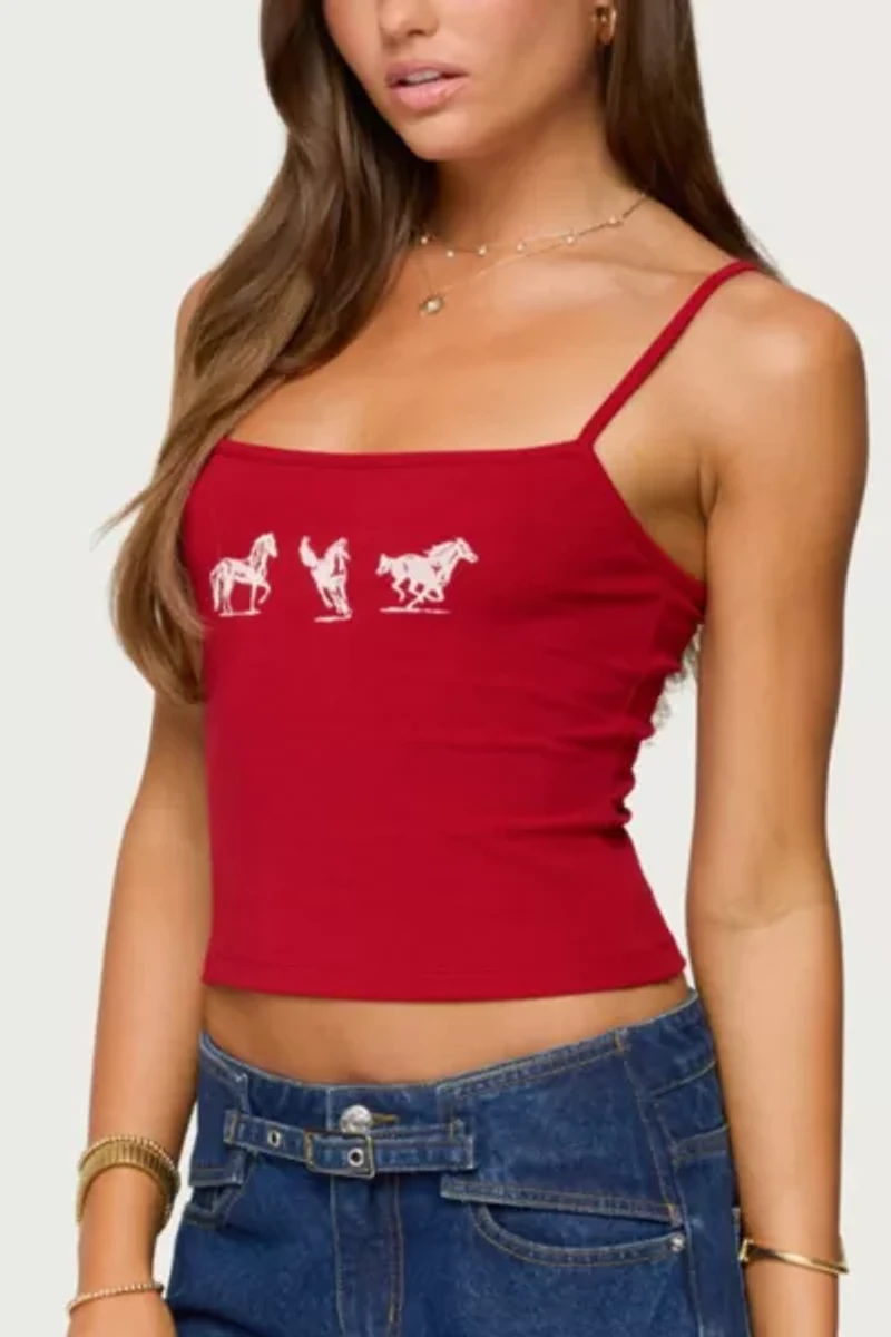 Edikted Wild Horses Graphic Tank Top