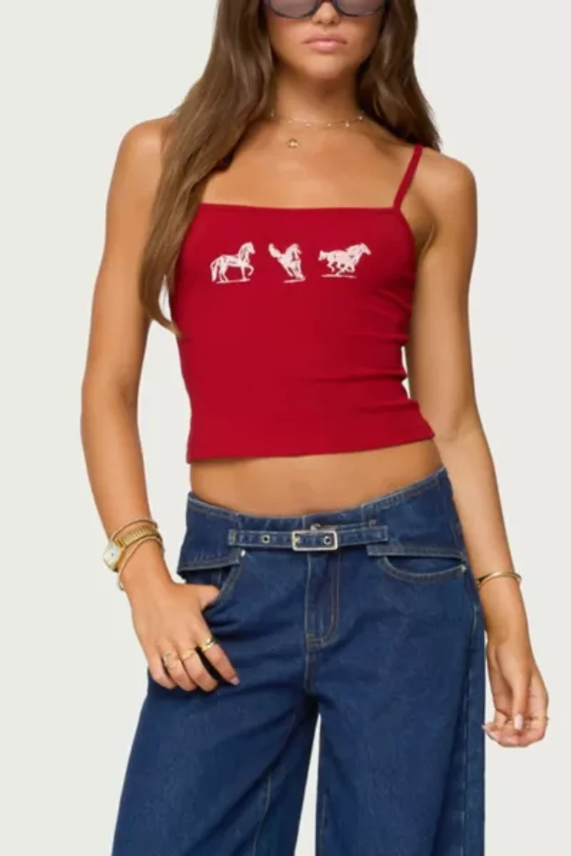 Edikted Wild Horses Graphic Tank Top