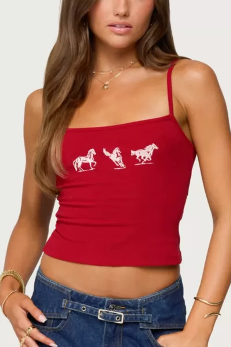 Edikted Wild Horses Graphic Tank Top