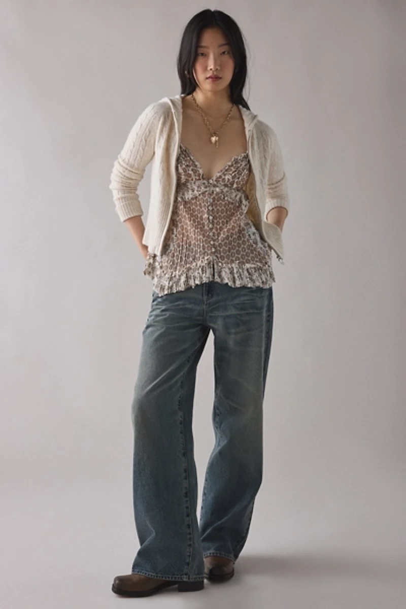 Kimchi Blue Marnie Sheer Embroidered Tunic Babydoll Cami