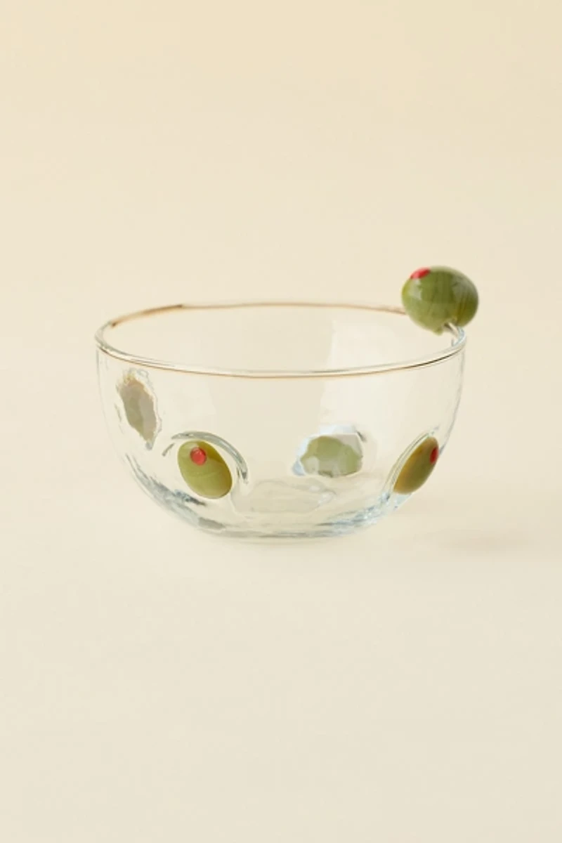Olive Glass Snack Bowl