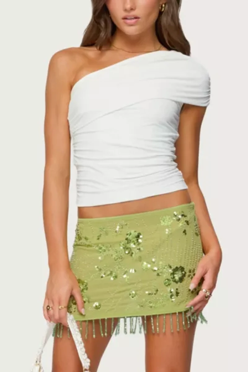 Edikted Fold Over Ruched One Shoulder Top