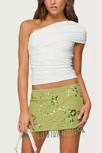Edikted Fold Over Ruched One Shoulder Top