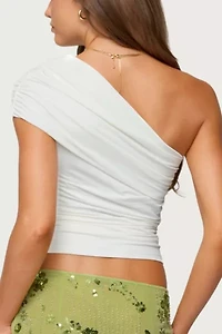 Edikted Fold Over Ruched One Shoulder Top