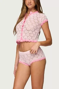 Edikted Elisa Open Knit Shorts