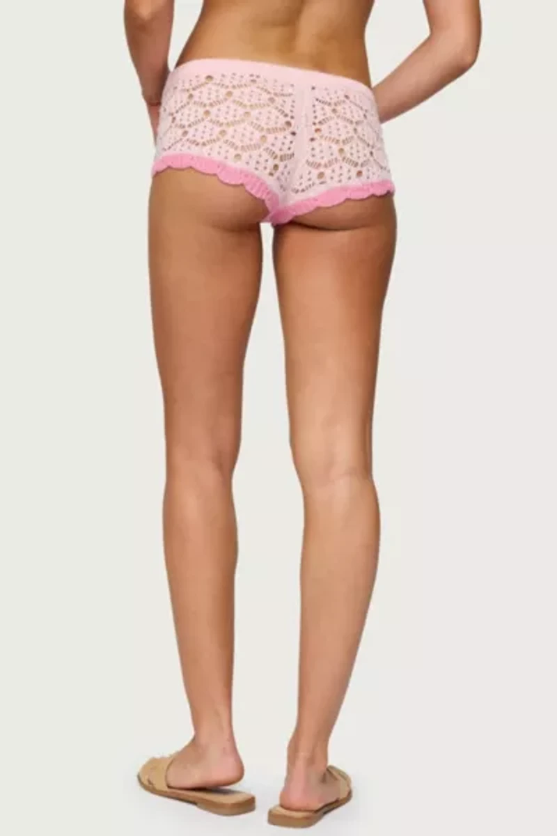 Edikted Elisa Open Knit Shorts