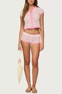 Edikted Elisa Open Knit Shorts