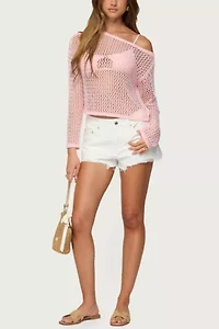 Edikted Fern Mid Rise Denim Shorts
