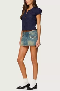 Edikted Lanie Eyelet Tailored Button Up Shirt