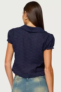 Edikted Lanie Eyelet Tailored Button Up Shirt