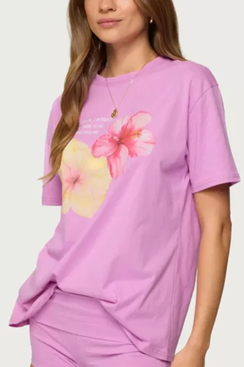 Edikted Fleur Hibiscus Graphic T Shirt