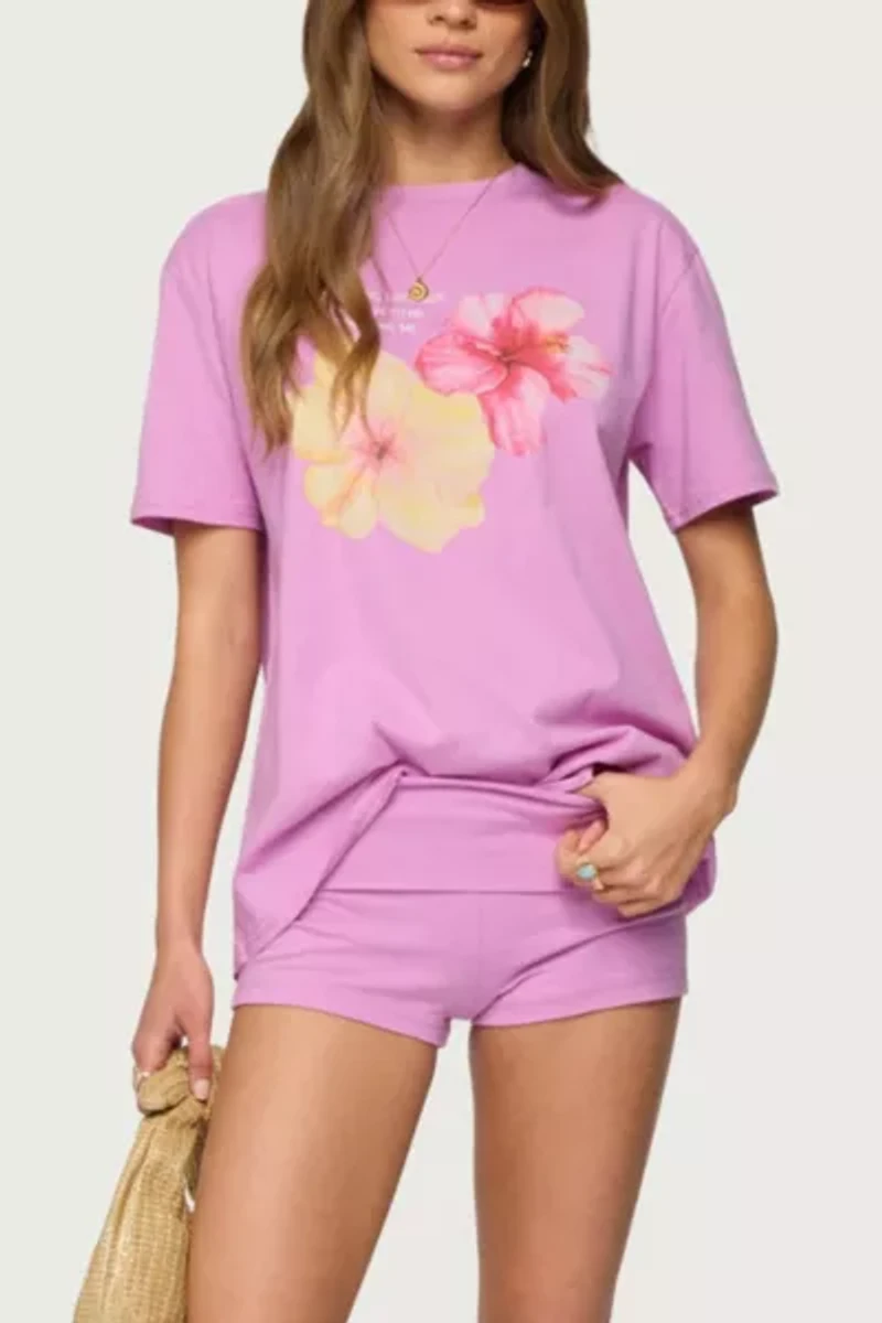 Edikted Fleur Hibiscus Graphic T Shirt