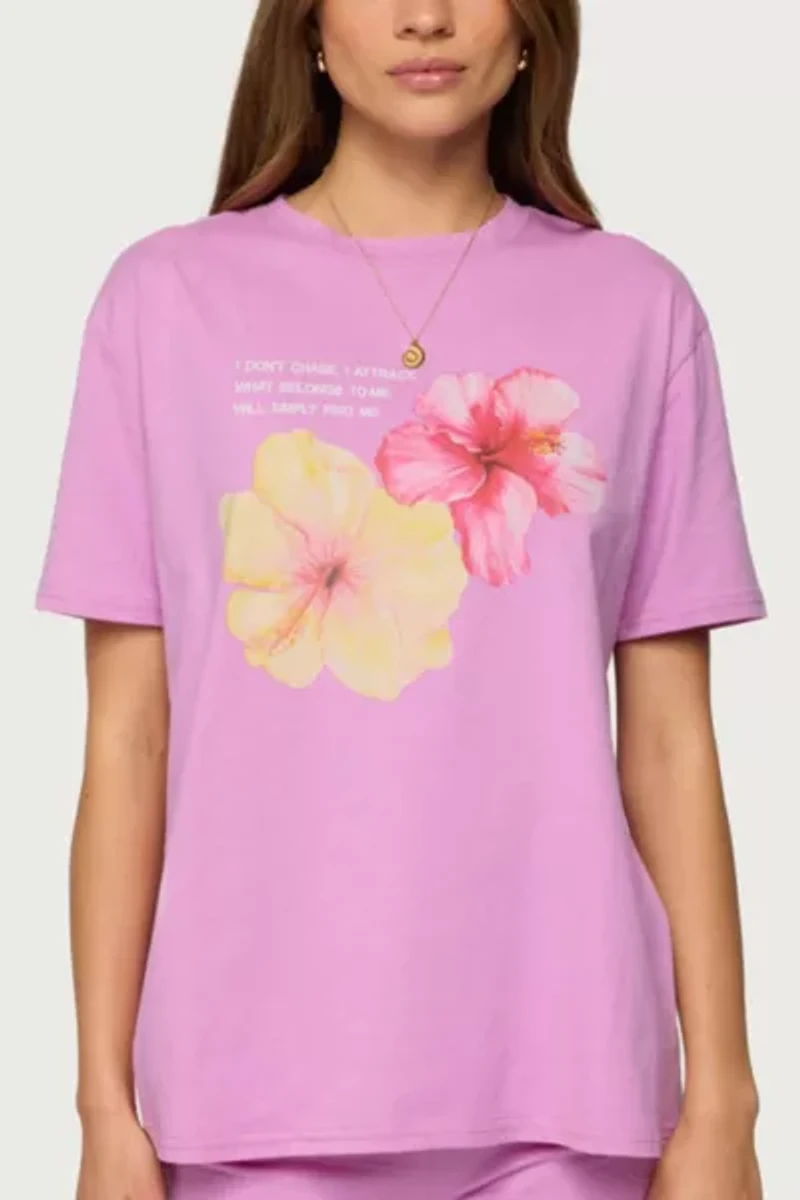 Edikted Fleur Hibiscus Graphic T Shirt