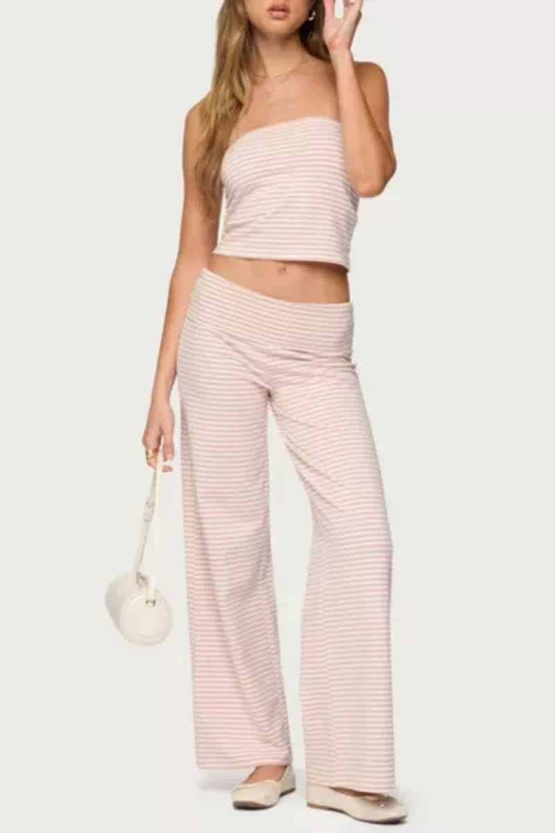Edikted Lilah Striped Fold Over Pants
