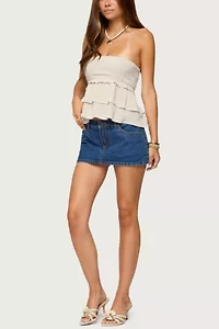 Edikted Linen Look Strapless Peplum Top