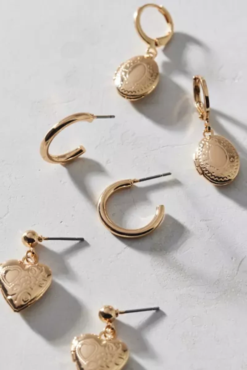 Verona Locket Hoop Earring Set