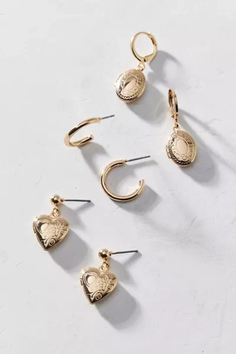 Verona Locket Hoop Earring Set