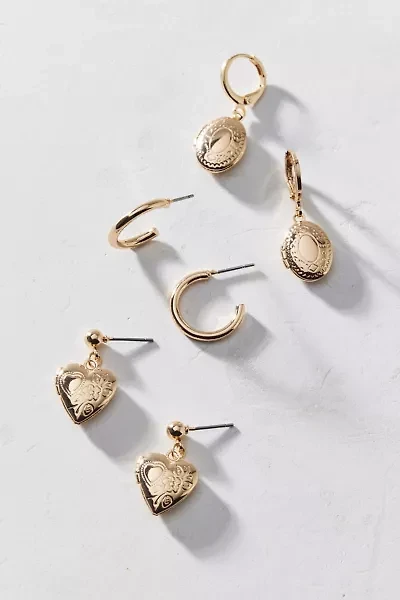 Verona Locket Hoop Earring Set